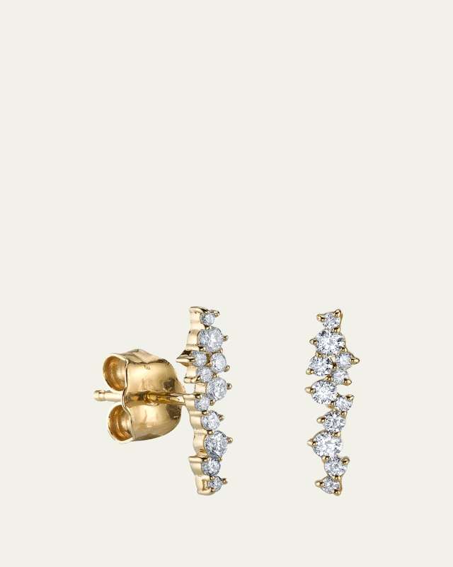 14K Diamond Narrow Cocktail Bar Sud Earrings